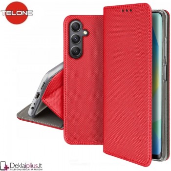 Telone atverčiamas dėklas - raudonas (Samsung Galaxy A16/A16 5G/A17) Telone atverčiamas dėklas - raudonas (Samsung Galaxy A16/A16 5G/A17)